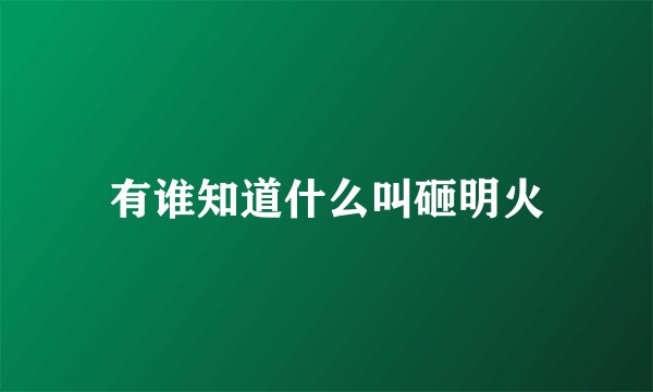 有谁知道什么叫砸明火