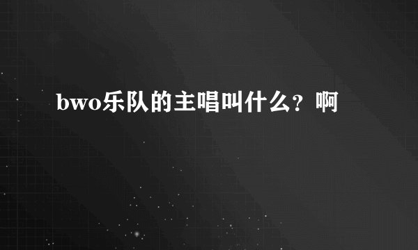 bwo乐队的主唱叫什么？啊