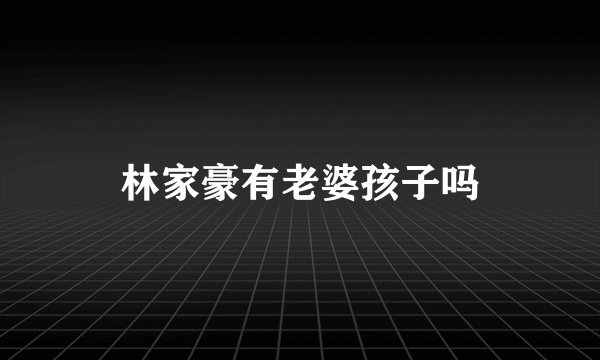 林家豪有老婆孩子吗