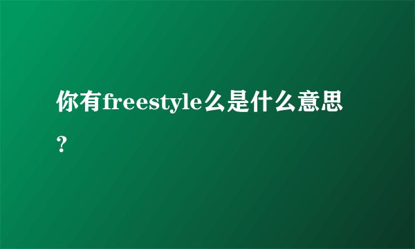 你有freestyle么是什么意思？