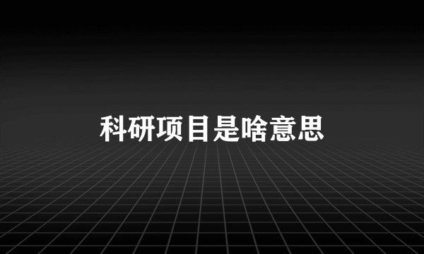 科研项目是啥意思
