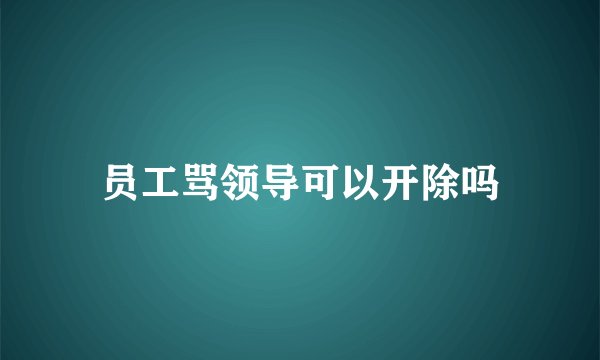 员工骂领导可以开除吗