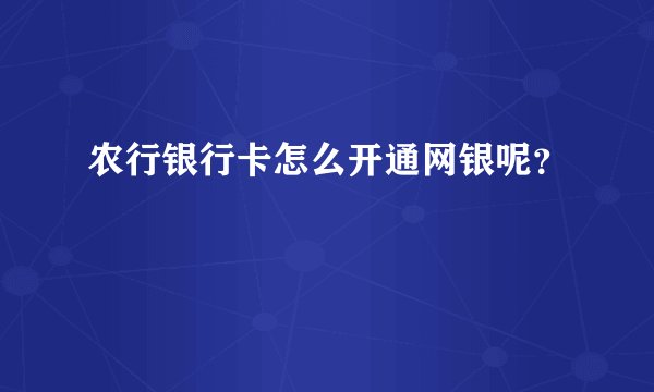农行银行卡怎么开通网银呢？