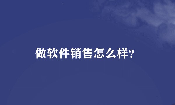 做软件销售怎么样？