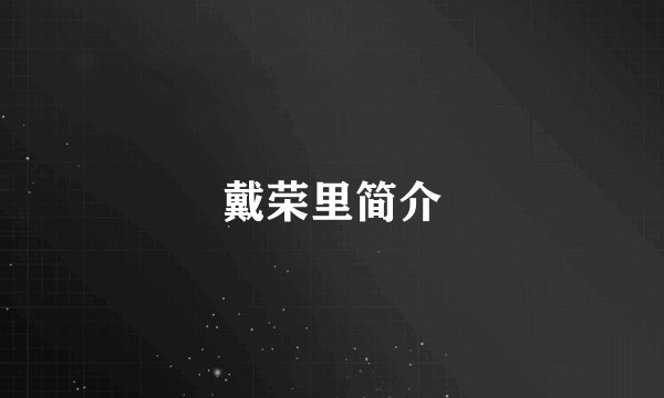 戴荣里简介