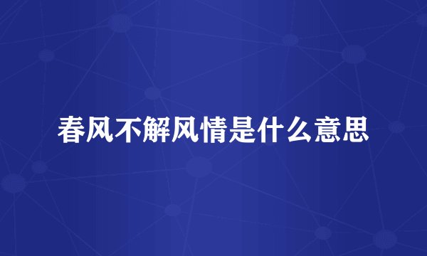 春风不解风情是什么意思