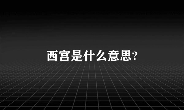 西宫是什么意思?