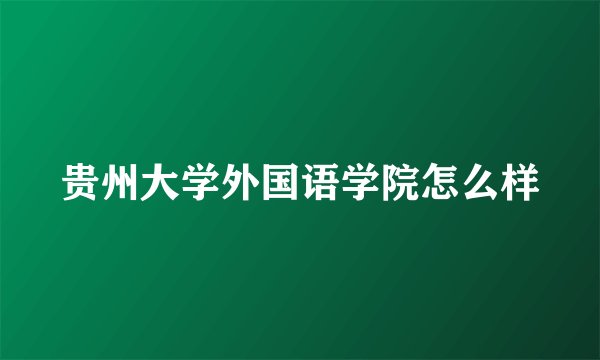 贵州大学外国语学院怎么样