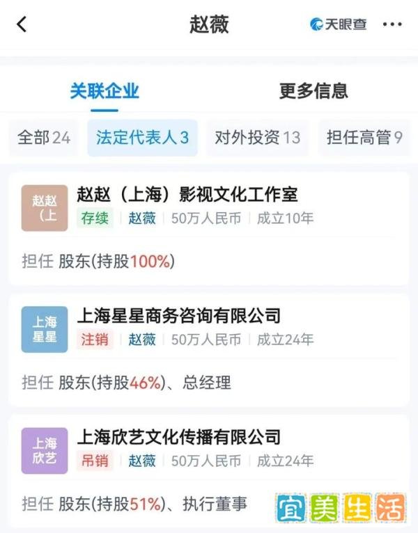 赵薇名下企业多个股权被法院冻结