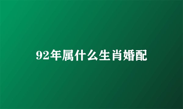 92年属什么生肖婚配