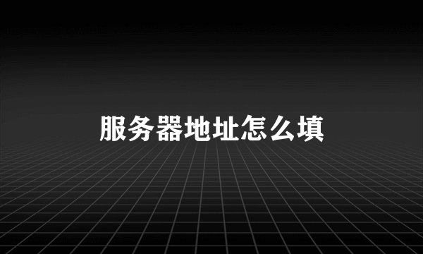 服务器地址怎么填