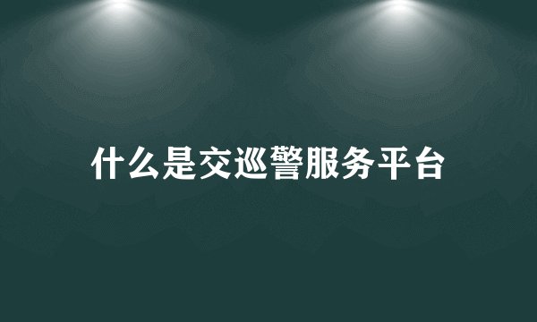 什么是交巡警服务平台