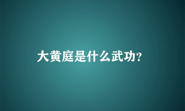 大黄庭是什么武功？