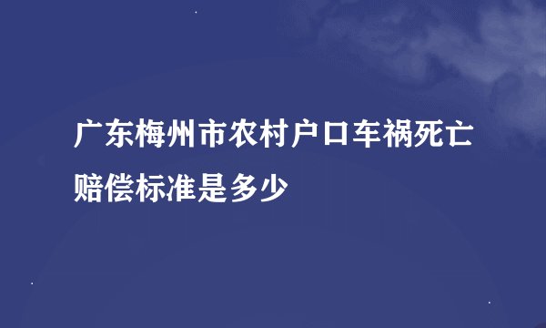 广东梅州市农村户口车祸死亡赔偿标准是多少