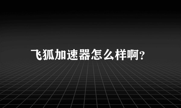 飞狐加速器怎么样啊？