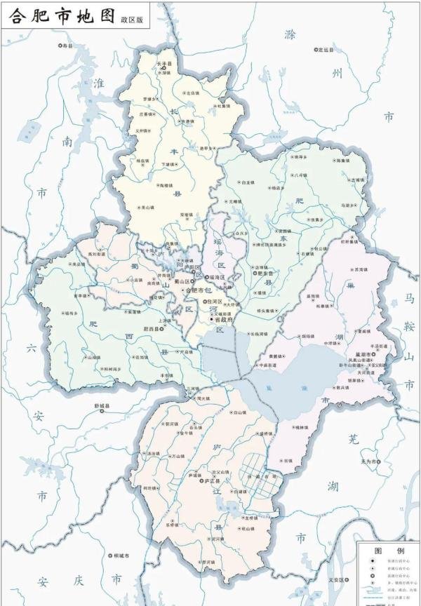 安徽省和16地级市高清行政地图