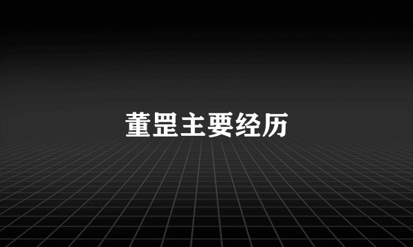 董罡主要经历