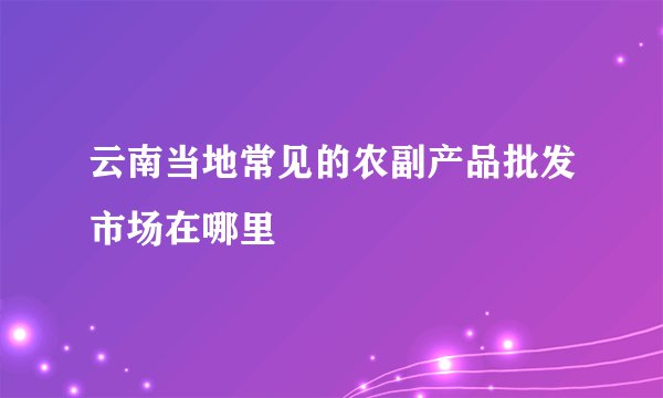 云南当地常见的农副产品批发市场在哪里