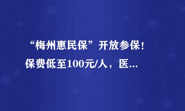 “梅州惠民保”开放参保！ 保费低至100元/人，医保个账可为全家缴费！