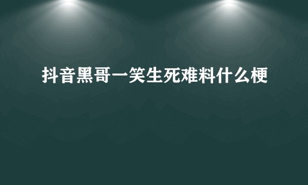 抖音黑哥一笑生死难料什么梗