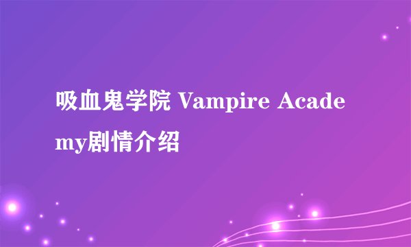 吸血鬼学院 Vampire Academy剧情介绍