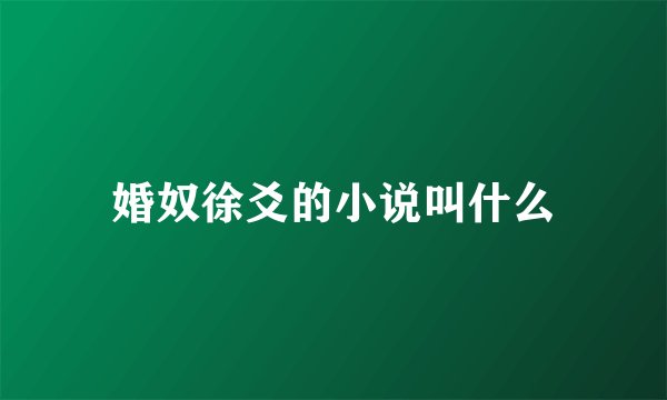 婚奴徐爻的小说叫什么