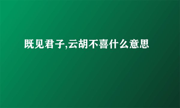 既见君子,云胡不喜什么意思