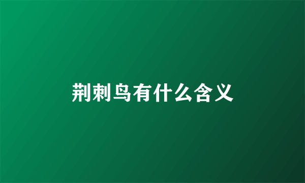 荆刺鸟有什么含义