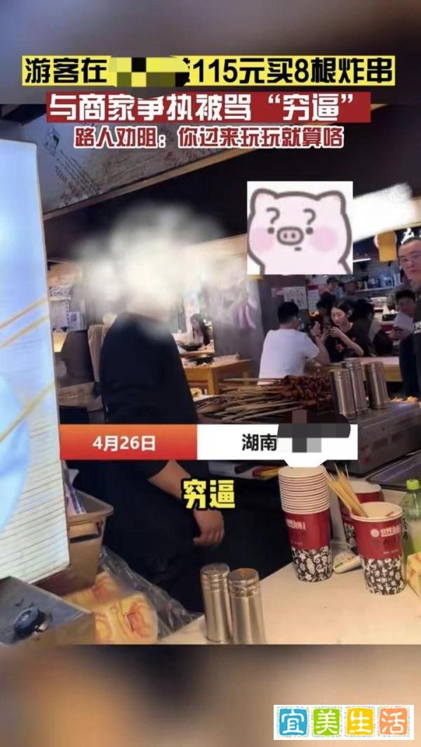 游客花115元买8根炸串，被店员骂“穷”