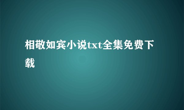 相敬如宾小说txt全集免费下载