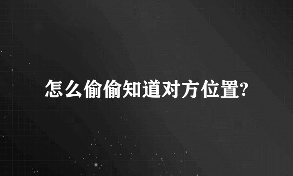 怎么偷偷知道对方位置?