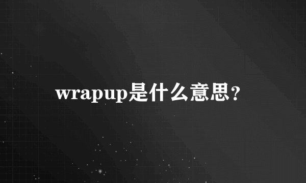 wrapup是什么意思？