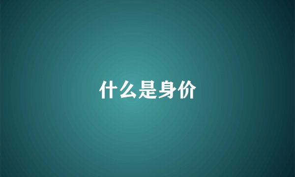 什么是身价