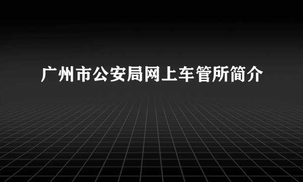 广州市公安局网上车管所简介