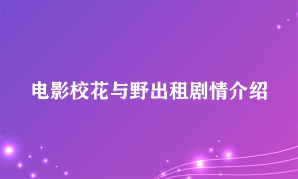 电影校花与野出租剧情介绍