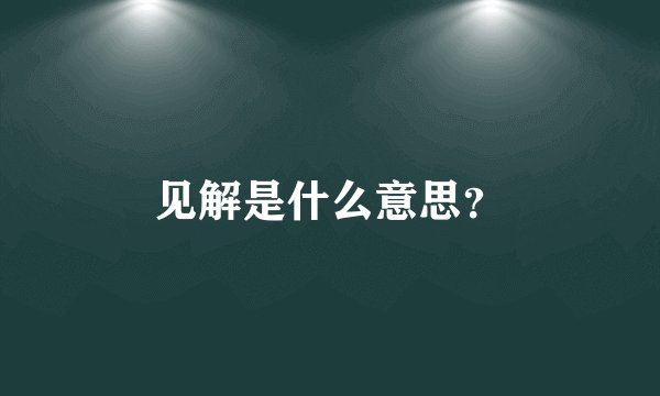 见解是什么意思？