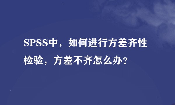 SPSS中,如何进行方差齐性检验,方差不齐怎么办?