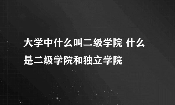 大学中什么叫二级学院 什么是二级学院和独立学院
