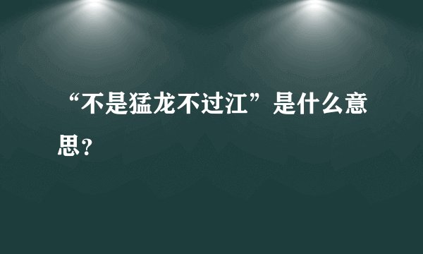 “不是猛龙不过江”是什么意思？