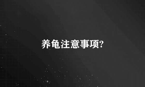 养龟注意事项?