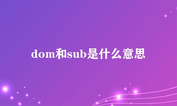 dom和sub是什么意思