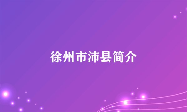 徐州市沛县简介