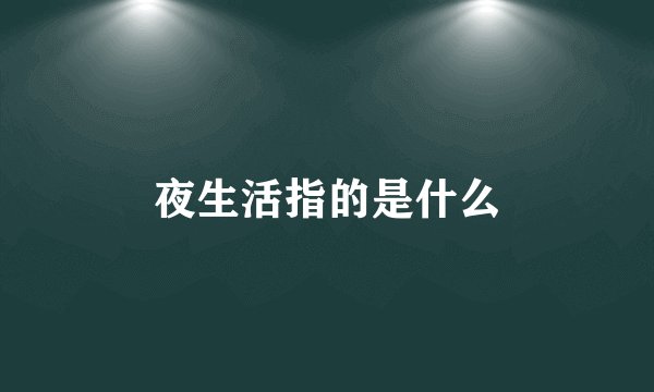 夜生活指的是什么