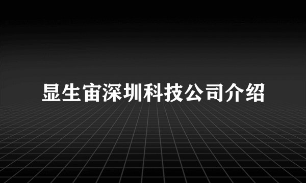 显生宙深圳科技公司介绍