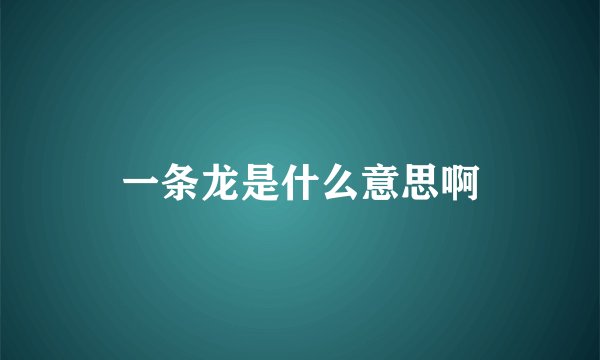 一条龙是什么意思啊
