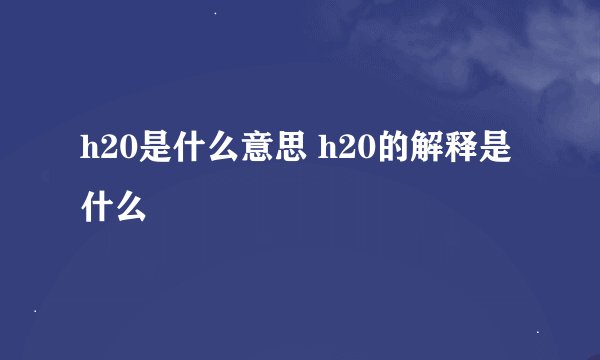 h20是什么意思 h20的解释是什么