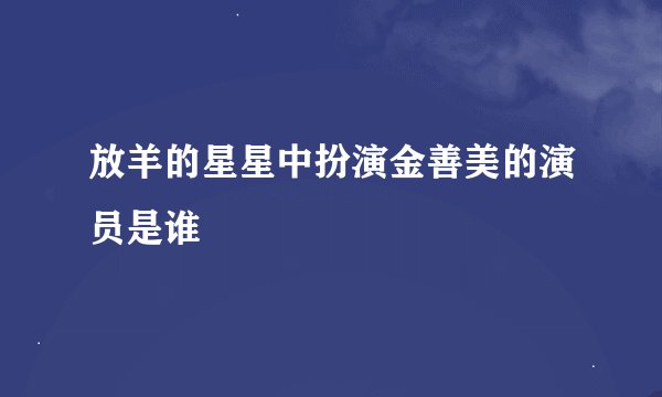 放羊的星星中扮演金善美的演员是谁
