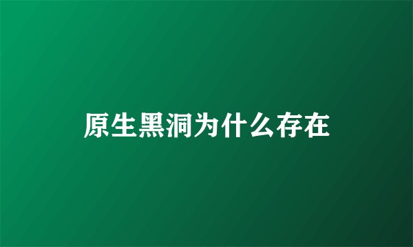 原生黑洞为什么存在