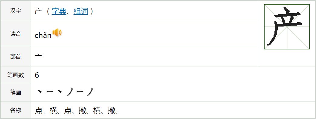 产字的结构是什么
