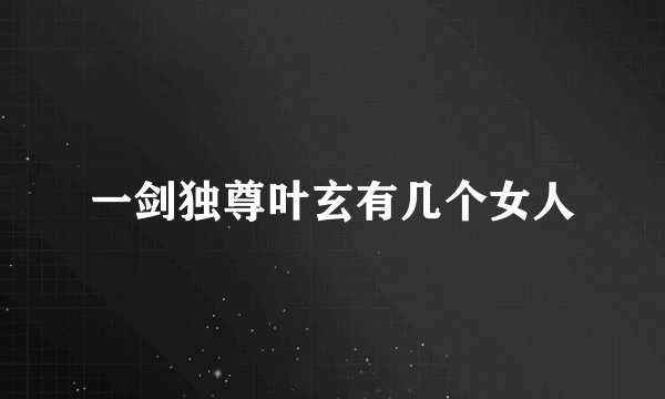 一剑独尊叶玄有几个女人